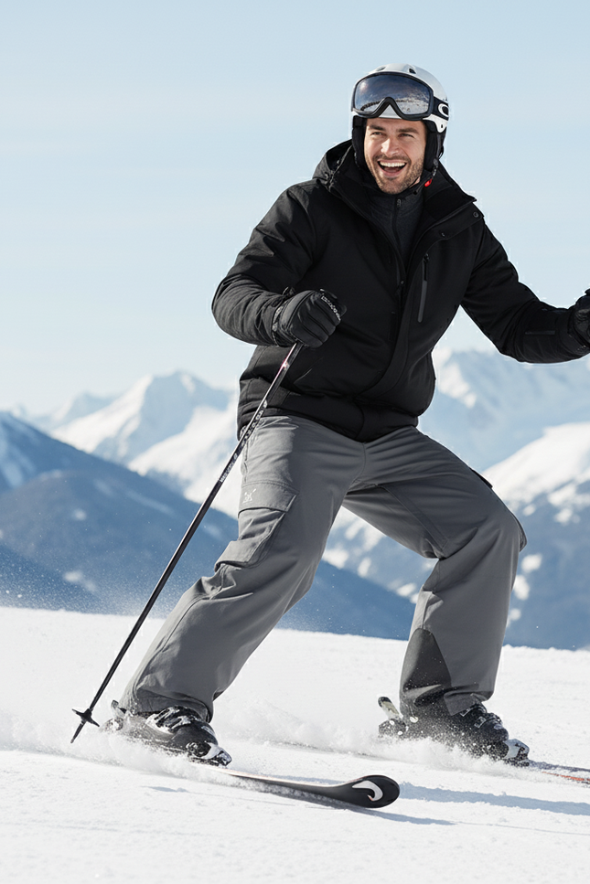 Pantalon De Ski Gris Ample Homme Imperméable Cargo - Polyester - vue 3