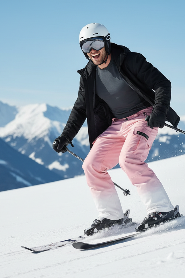 Pantalon De Ski Rose Dégradé Imperméable Cargo Homme - Polyester - vue 3