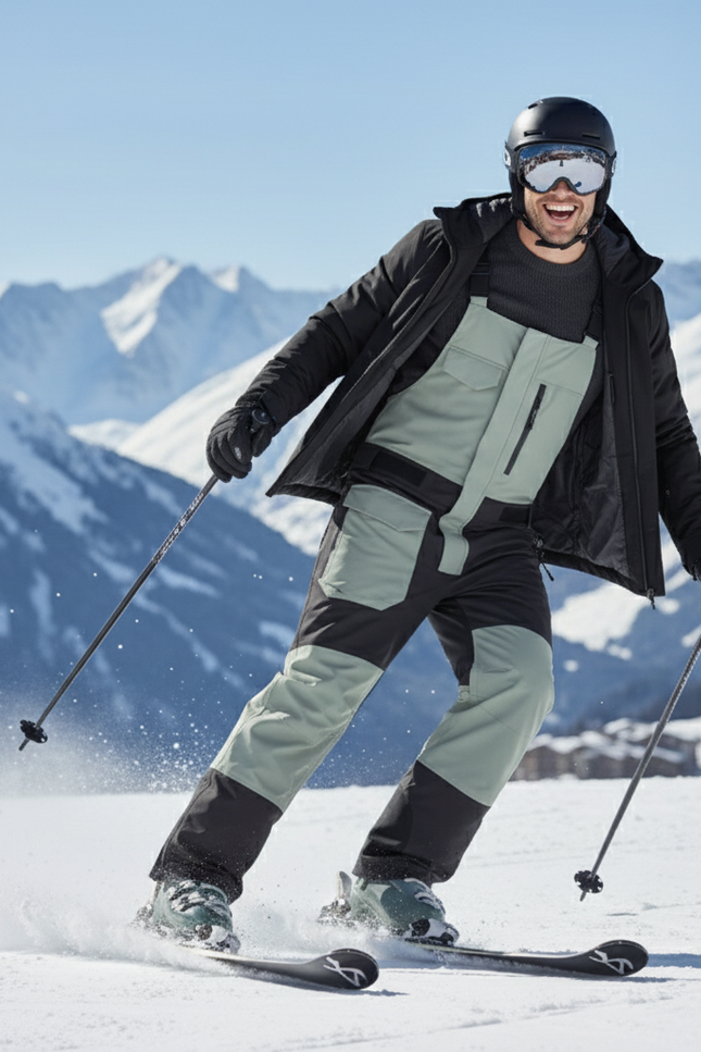 Pantalon De Ski Bicolore Bretelles Ample Imperméable Homme - Multicolore Polyester - vue 3