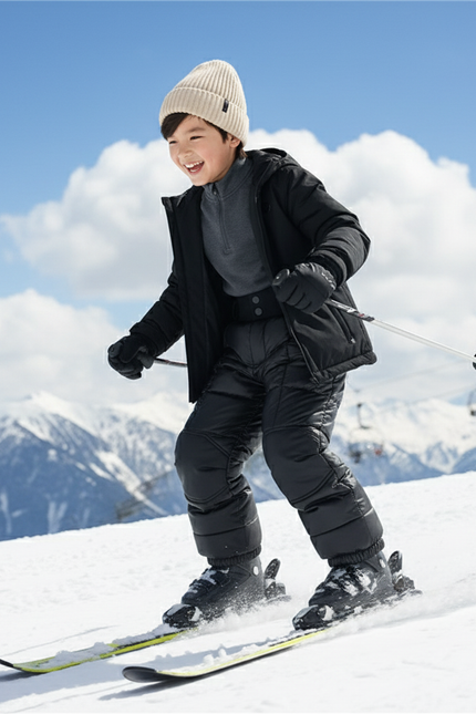 Pantalon De Ski Noir Matelassé Enfant Imperméable Hiver - Polyester - vue 3