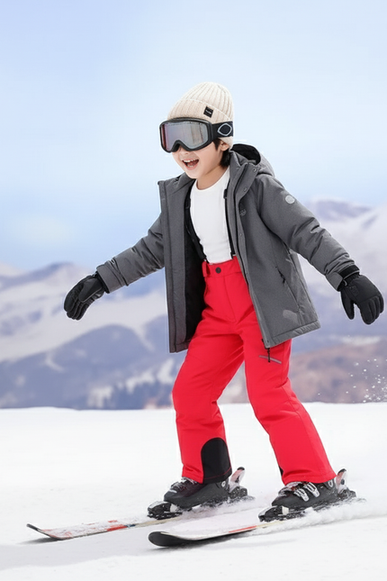 Pantalon De Ski Rouge Enfant Imperméable Bretelles Hiver - Polyester - vue 3