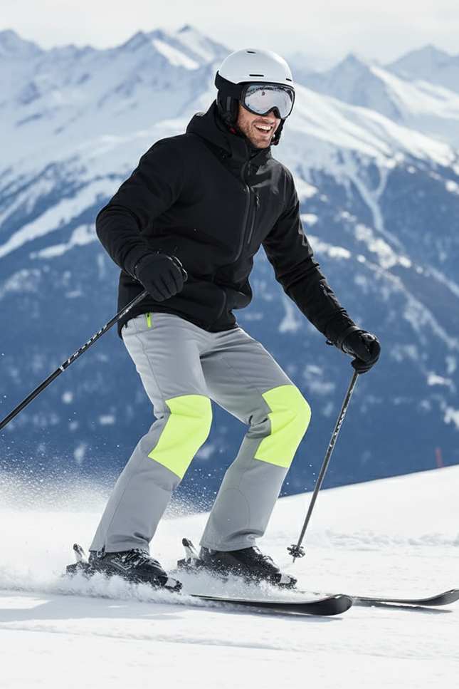 Pantalon De Ski Gris Fluorescent Imperméable Homme Coupe Droite - Polyester - vue 3