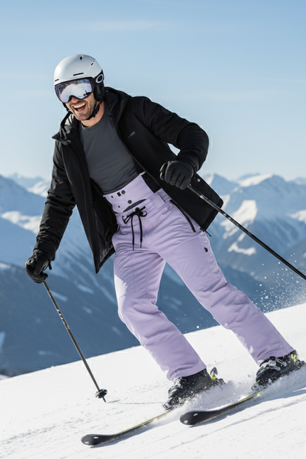 Pantalon De Ski Lilas Imperméable Bretelles Unisexe - Violet Polyester - vue 3