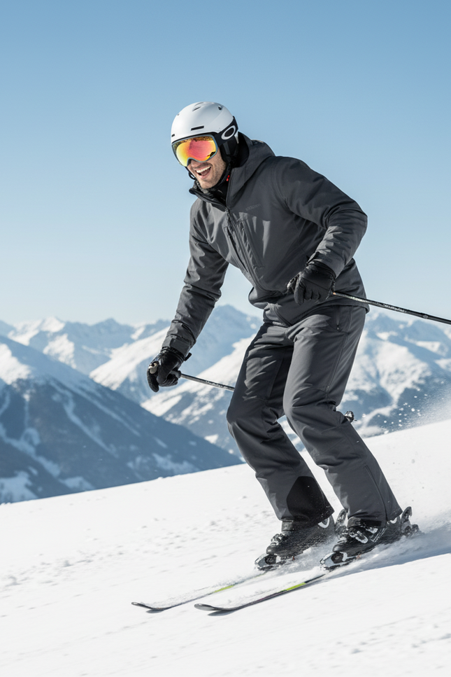 Pantalon De Ski Gris Foncé Imperméable Homme Doublé Coupe Droite - Polyester - vue 3