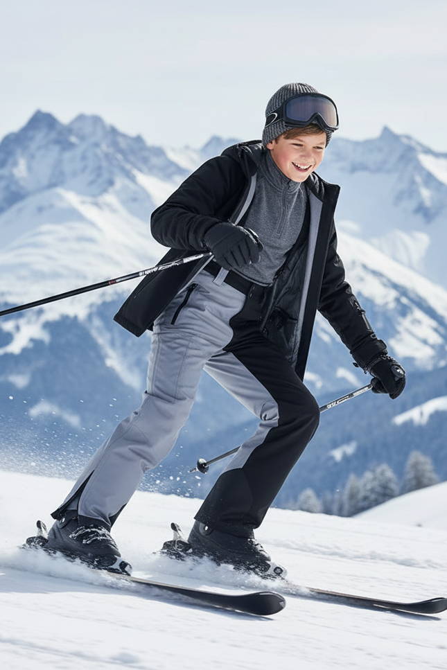 Pantalon De Ski Bicolore Gris Noir Imperméable Enfant - Multicolore Polyester - vue 3