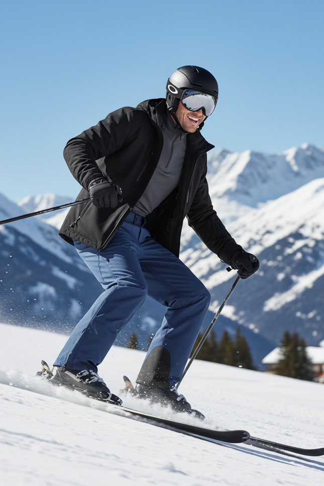 Pantalon De Ski Homme Bleu Imperméable Coupe Droite Hiver - Polyester - vue 3