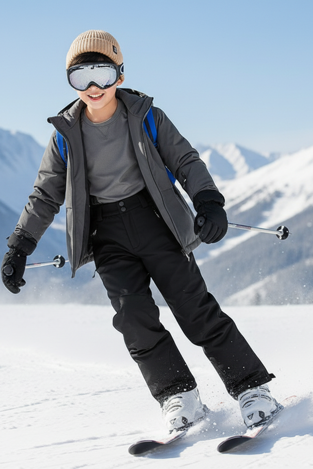 Pantalon De Ski Noir Imperméable Chaud Enfant - Polyester - vue 3