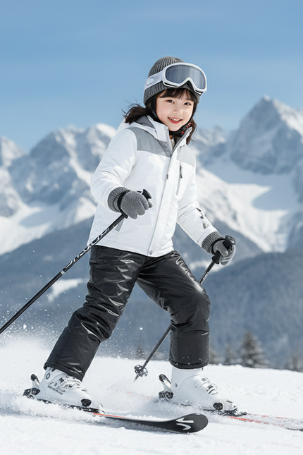 Pantalon De Ski Noir Brillant Imperméable Matelassé Enfant Hiver - Polyester - vue 3