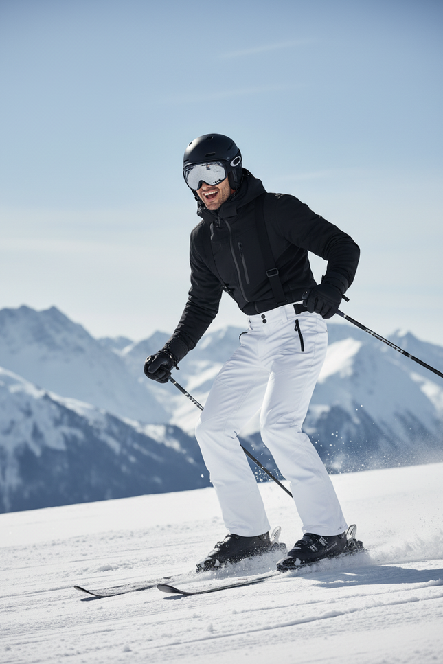 Pantalon De Ski Blanc Imperméable Thermique Bretelles Homme - Polyester - vue 3