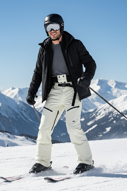 Pantalon De Ski Blanc Cassé Ample Impermémeable Ceinture - Polyester - vue 3