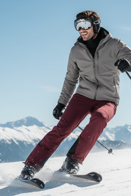 Pantalon De Ski Homme Bordeau Coupe Droite Imperméable - Bordeaux Polyester - vue 3