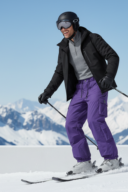 Pantalon De Ski Violet Cargo Ample Imperméable Unisexe - Polyester - vue 3