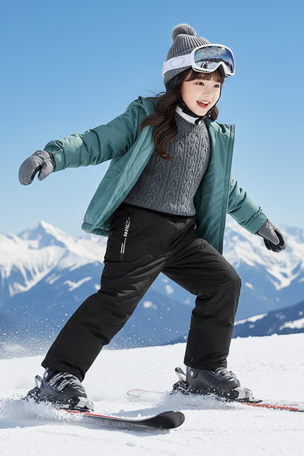 Pantalon De Ski Noir Matelassé Enfant Imperméable Chaud - Polyester - vue 3