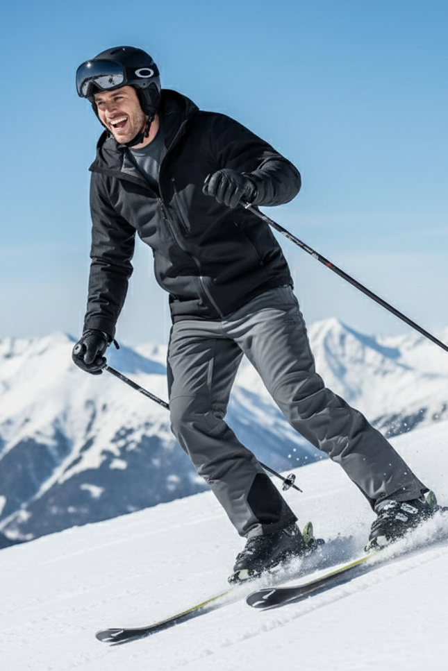 Pantalon De Ski Gris Imperméable Homme Coupe Droite - Polyester - vue 3