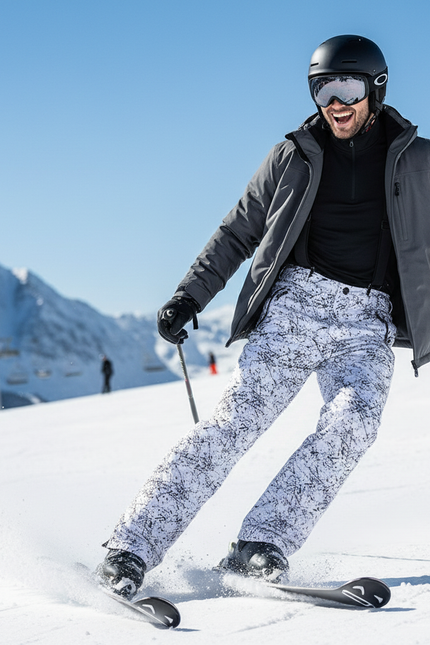 Pantalon De Ski Blanc Imprimé Noir Imperméable Homme - Polyester - vue 3