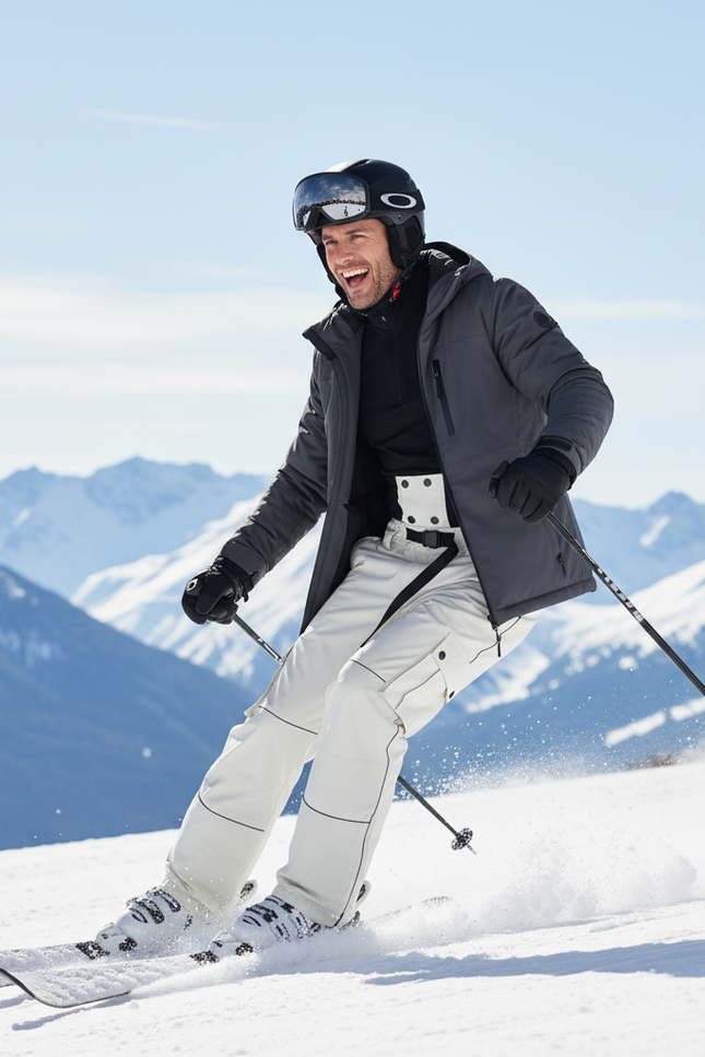 Pantalon De Ski Blanc Cassé Cargo Imperméable Unisexe Bretelles - Polyester - vue 3