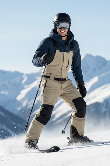 Pantalon De Ski Beige Ample Imperméable Unisexe Bretelles - Polyester - vue 3