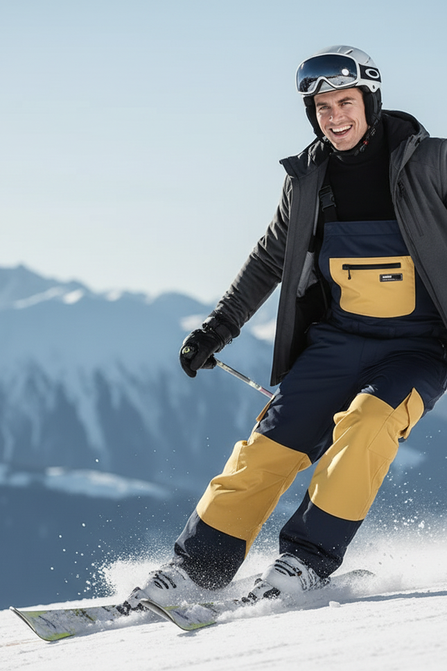 Pantalon De Ski Bicolore Bleu Jaune Salopette Ample Unisexe - Multicolore Polyester - vue 3