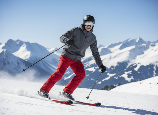 Pantalon De Ski Rouge Coupe Droite Imperméable Homme - Polyester - vue 3