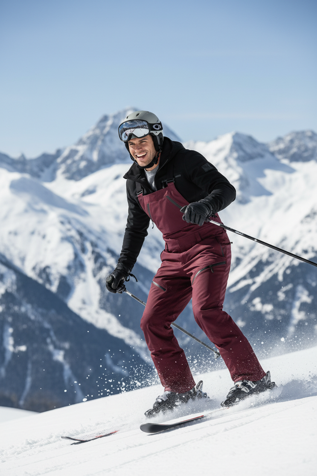 Pantalon De Ski Bordeaux Bretelles Imperméable Homme - Polyester - vue 3