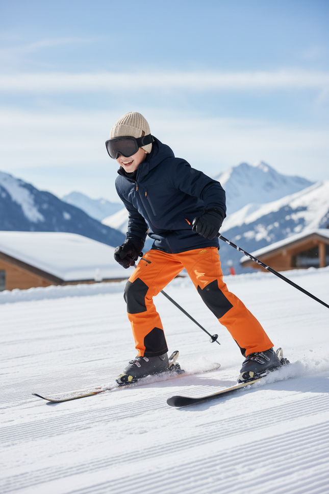 Pantalon De Ski Orange Imperméable Enfant Hiver Renforcé - Polyester - vue 3
