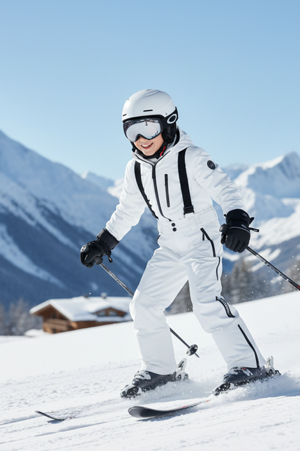 Pantalon De Ski Blanc Imperméable Bretelles Enfant - Polyester - vue 3