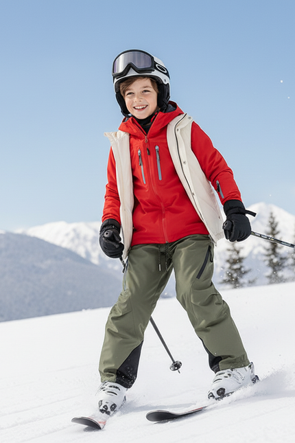 Pantalon De Ski Kaki Cargo Imperméable Enfant Hiver - Polyester - vue 3