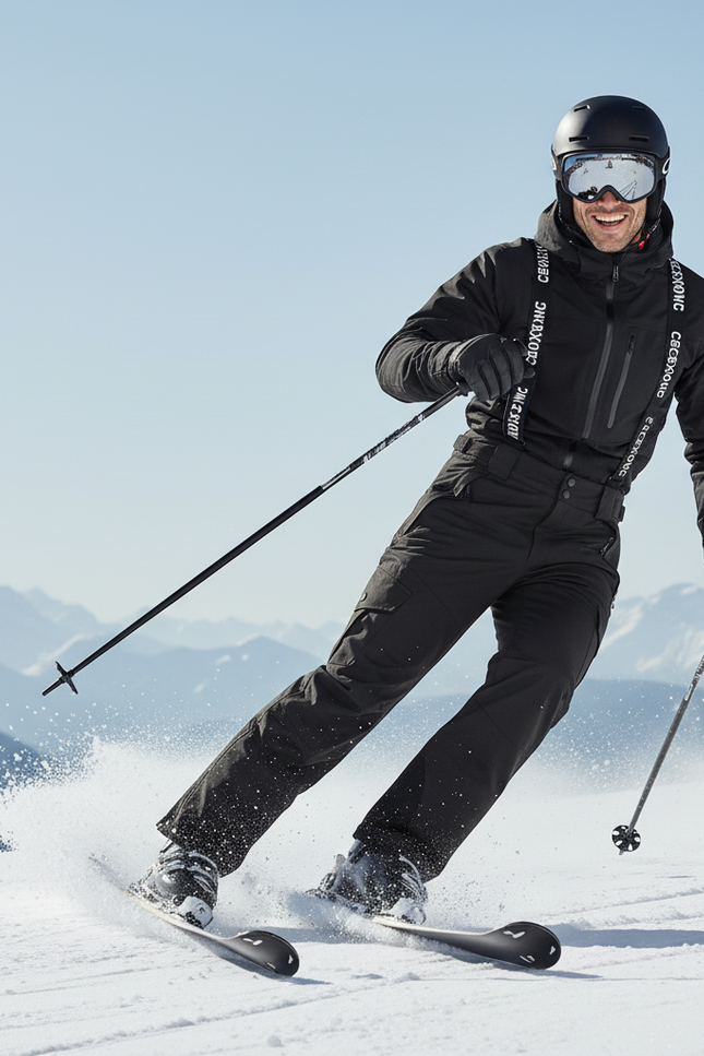 Pantalon De Ski Noir Imperméable Bretelles Homme - Polyester - vue 3