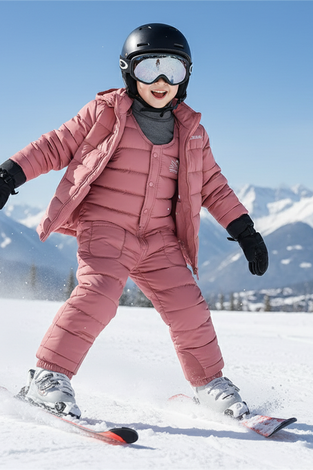 Pantalon De Ski Rose Enfant Matelassé Bretelles - Polyester - vue 3