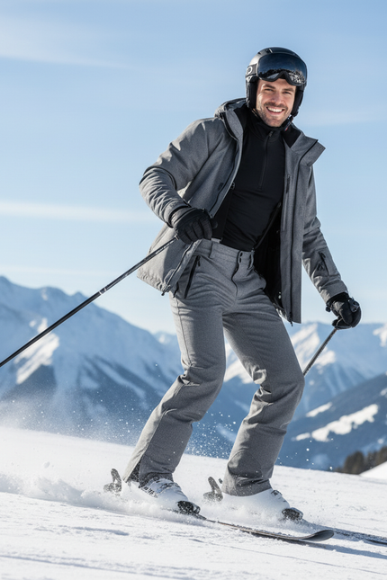 Pantalon De Ski Gris Chiné Imperméable Bretelles Homme - Tweed - vue 3