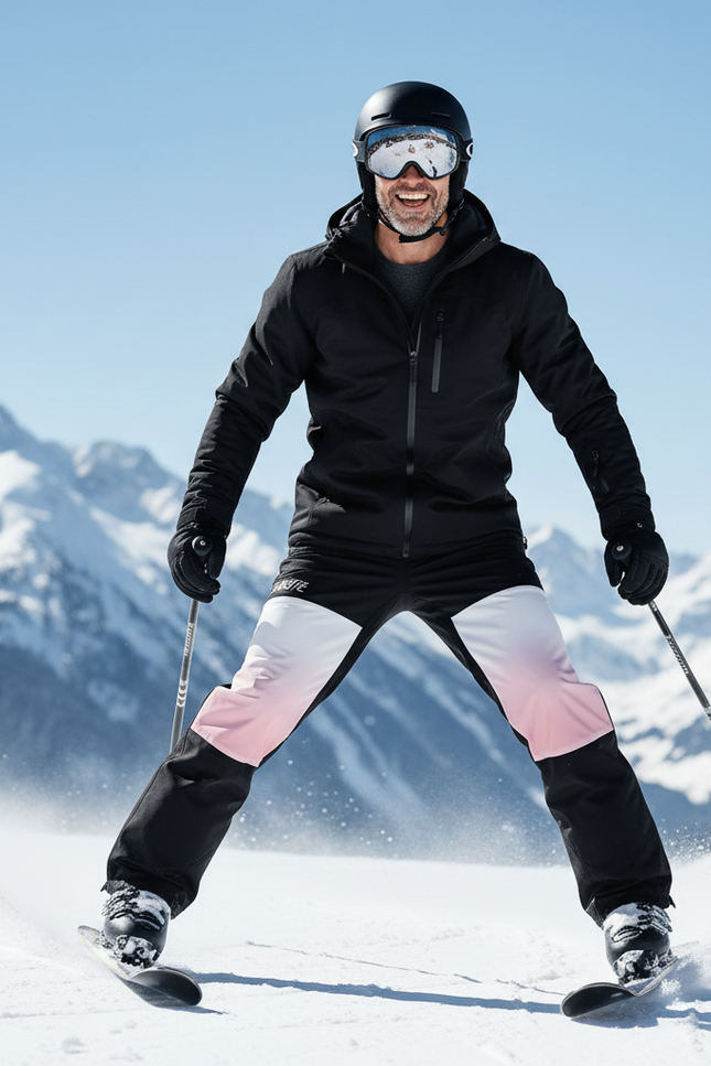 Pantalon De Ski Noir Dégradé Rose Blanc Homme - Polyester - vue 3