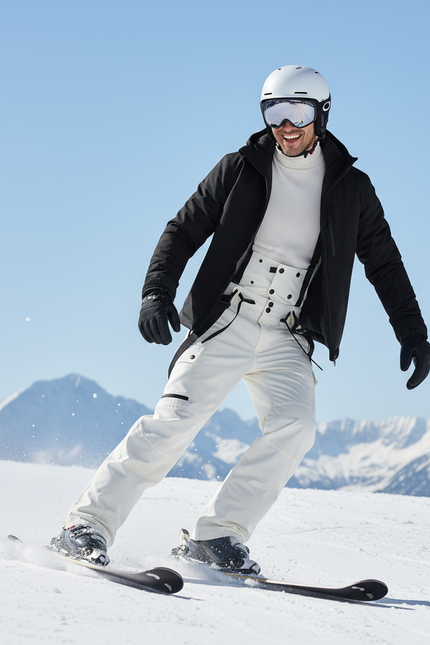 Pantalon De Ski Blanc Bretelles Imperméable Hiver Homme - Polyester - vue 3