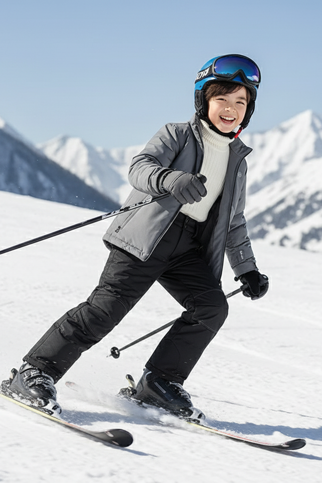 Pantalon De Ski Noir Matelassé Chaud Enfant Hiver - Polyester - vue 3