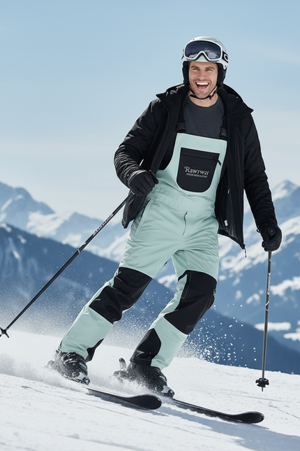 Pantalon De Ski Bicolore Imperméable Salopette Unisexe - Vert Polyester - vue 3
