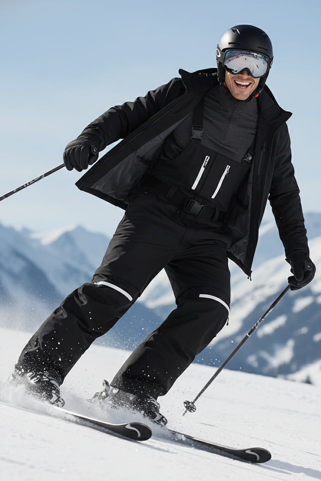 Pantalon De Ski Noir Cargo Ample Imperméable Homme - Polyester - vue 3