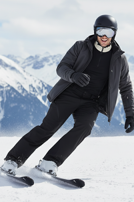 Pantalon De Ski Noir Imperméable Ample Coupe Droite Homme - Polyester - vue 3
