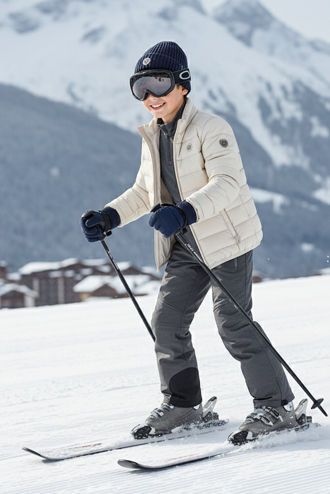 Pantalon De Ski Gris Imperméatique Chaud Matelassé Enfant - Polyester - vue 3