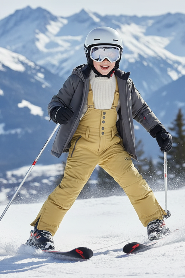 Pantalon De Ski Jaune Enfant Bretelles Matelassé Hiver - Polyester - vue 3