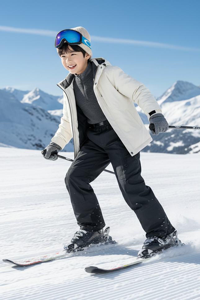 Pantalon De Ski Noir Imperméable Cargo Enfant Hiver - Polyester - vue 3