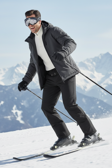 Pantalon De Ski Noir Homme Imperméable Coupe Droite Hiver - Polyester - vue 3