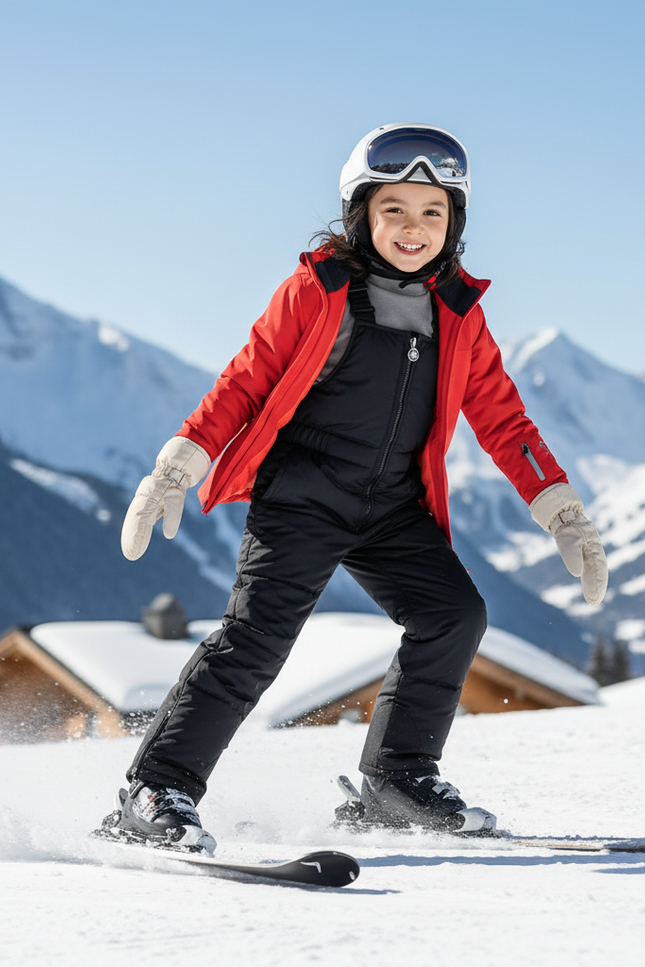 Pantalon De Ski Noir Mat Bretelles Enfant Hiver - Polyester - vue 3