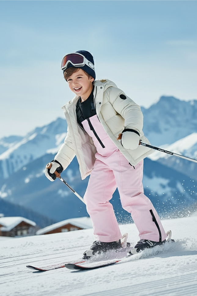 Pantalon De Ski Rose Bretelles Enfant Imperméable Coupe Droite - Polyester - vue 3