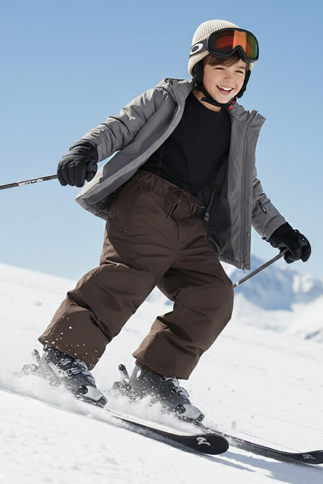 Pantalon De Ski Marron Ample Imperméable Enfant Hiver - Polyester - vue 3
