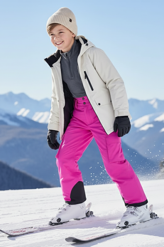 Pantalon De Ski Rose Vif Imperméable Cargo Unisexe Hiver - Polyester - vue 3