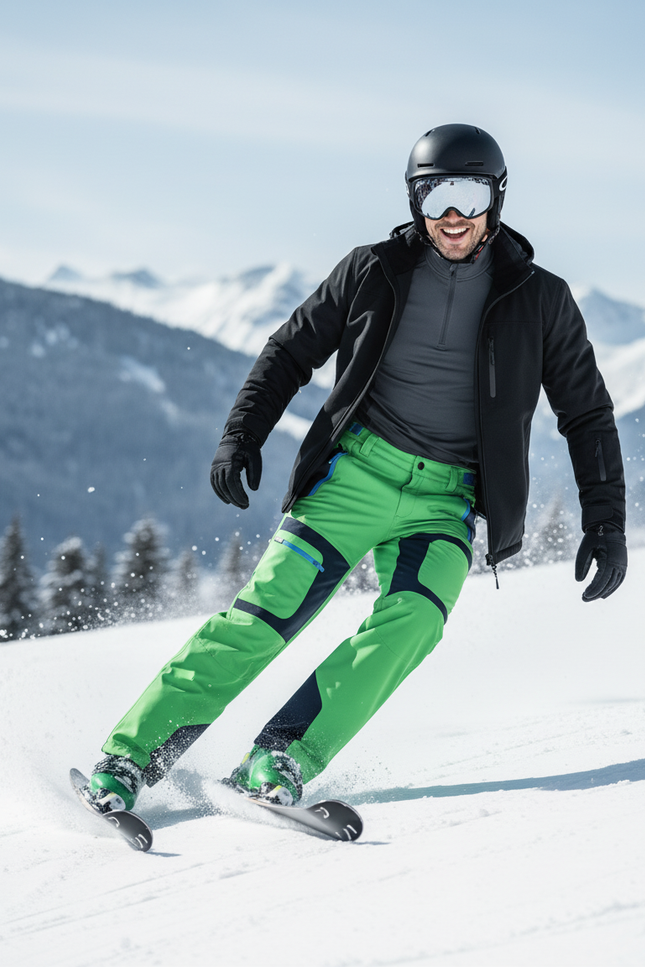 Pantalon De Ski Vert Imperméable Homme Coupe Droite - Polyester - vue 3