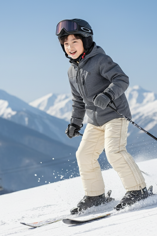 Pantalon De Ski Crème Matelassé Enfant Hiver Doublé Polaire - Beige Polyester - vue 3