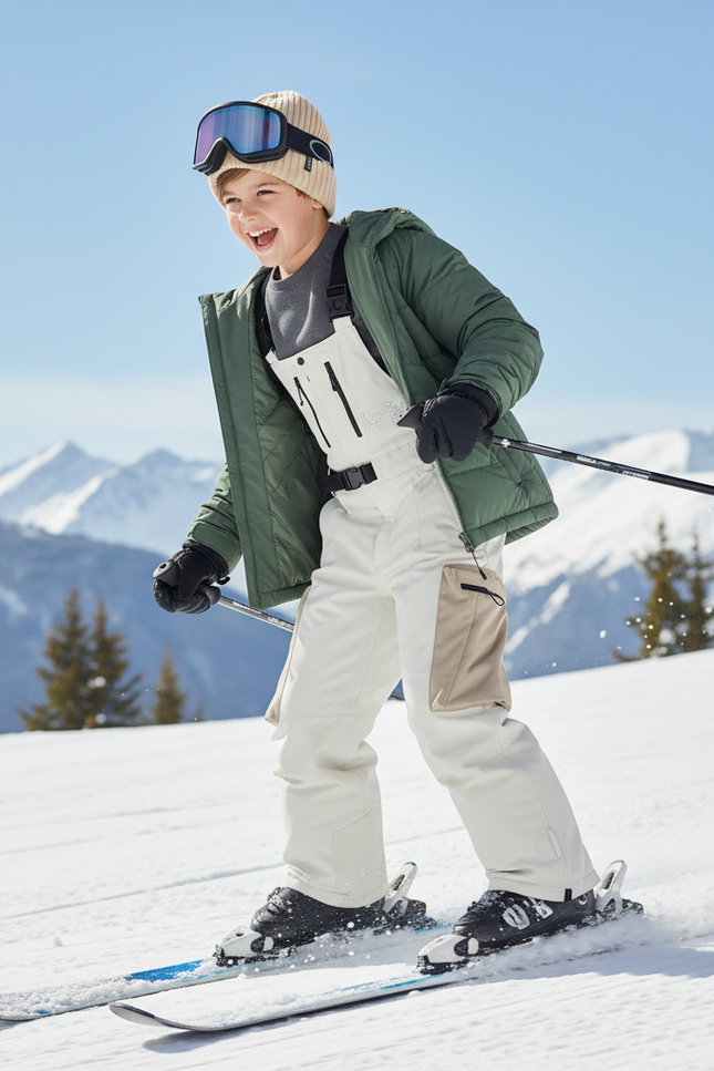 Pantalon De Ski Beige Ample Bretelles Enfant Imperméable - Polyester - vue 3