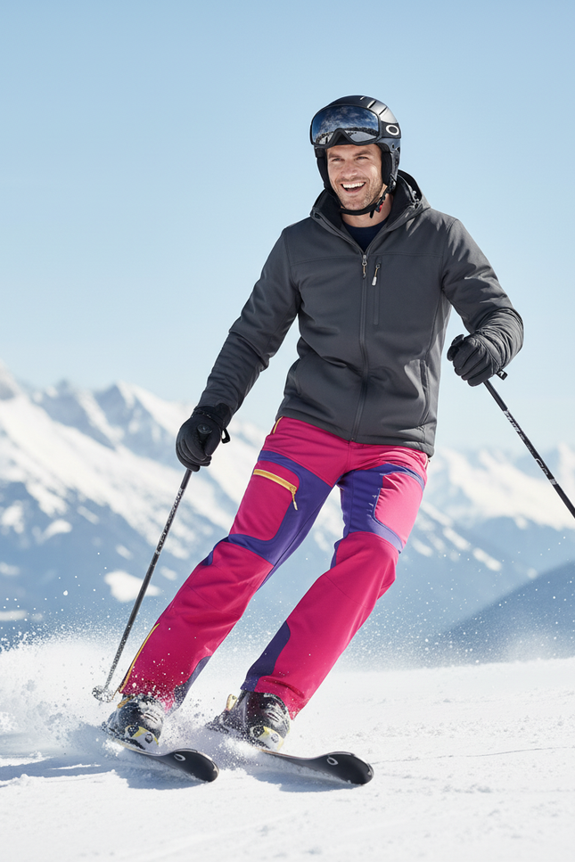 Pantalon De Ski Rose Violet Imperméable Homme - Multicolore Polyester - vue 3