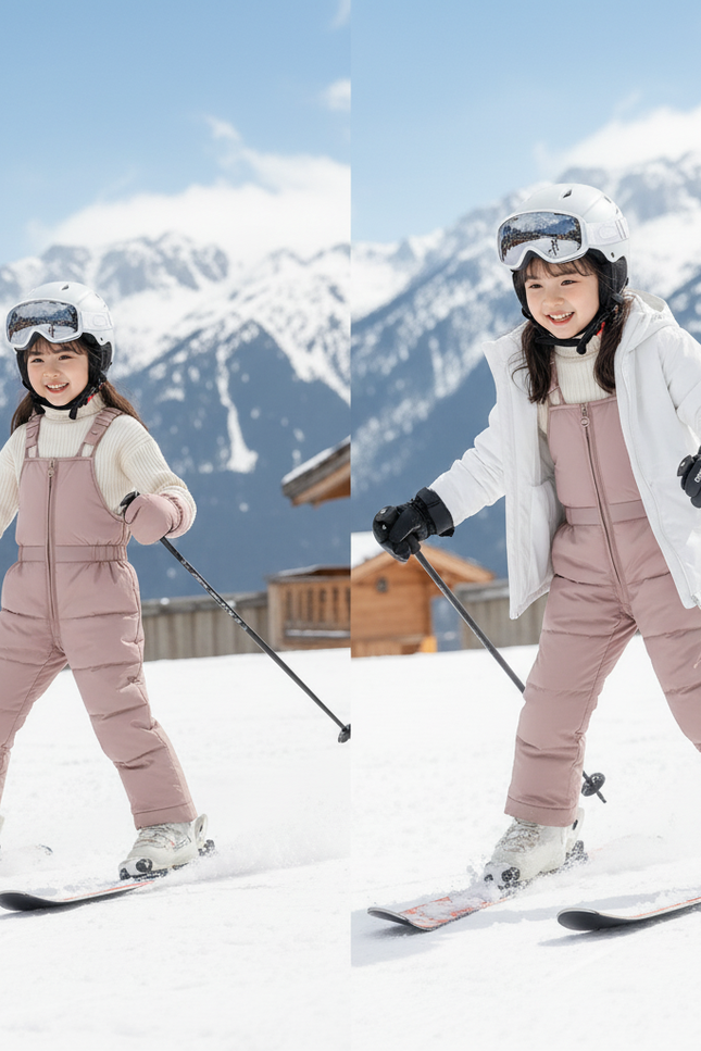Pantalon De Ski Rose Poudré Salopette Matelassée Enfant - Polyester - vue 3