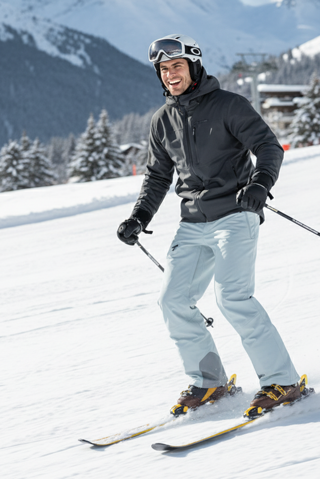 Pantalon De Ski Homme Imperméable Coupe Droite Gris Clair - Polyester - vue 3